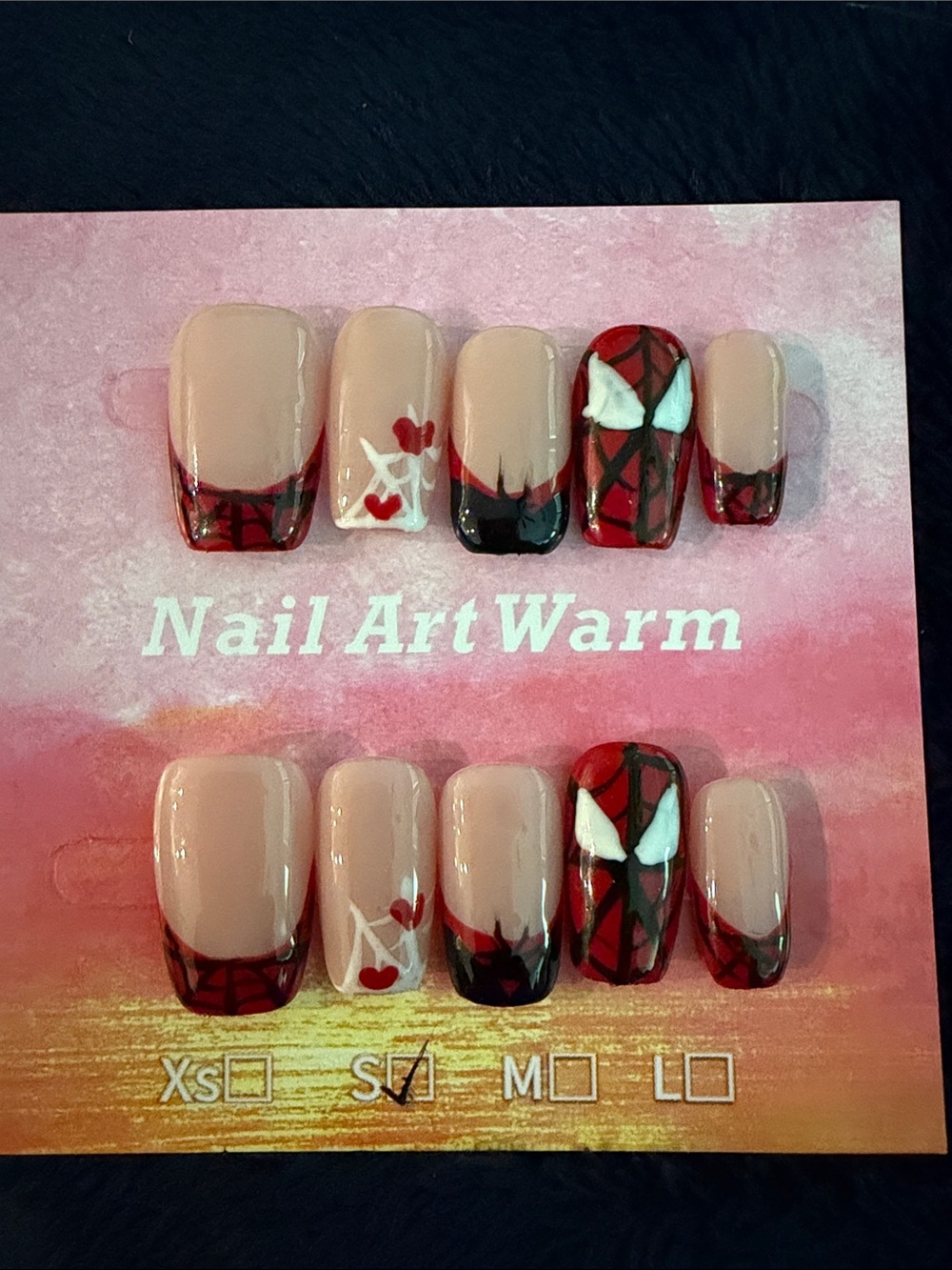 Red & Nude Spiderman handmade acrylic Press-On Nail Set